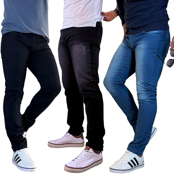 Kit 3 Calça Masculina Jeans Estilo Reta Linha Premium Slim