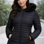 Jaqueta Puffer Feminina Bobojaco Com 1 Capuz Peluciada Inverno