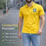 Camisa Polo do Brasil Masculina Premium Seleção Brasileira Hexa