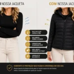 Jaqueta Puffer Feminina Bobojaco Com Capuz Peluciada Inverno