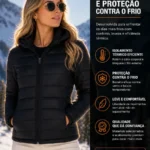 Jaqueta Puffer Feminina Bobojaco Com Capuz Peluciada Inverno