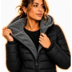 Jaqueta Puffer Feminina Bobojaco Com Capuz Peluciada Inverno
