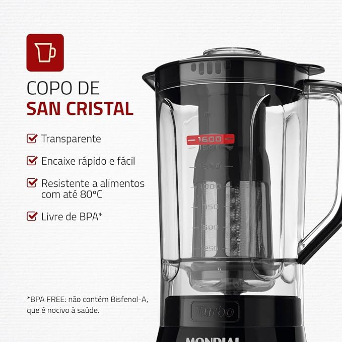 Liquidificador Mondial Turbo Power 550W