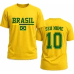 Camisa brasil personalizada l 100% algodão, ideal para torcedores durante a Copa do Mundo. Produto, atende fãs que desejam expressar sua paixão pelo futebol com estilo.Use Camisa brasil persolizada pra colocar nome da pessoa que voê ama!