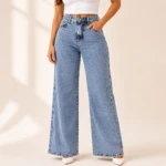 Calça Jeans Wide Leg Pantalona 100% Cintura Alta Feminina Premium