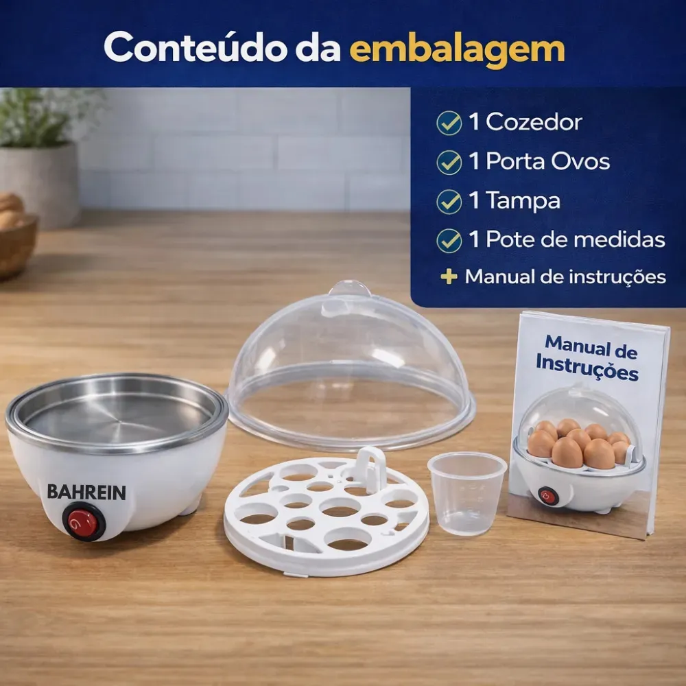 Cozedor Elétrico de Ovos Commlite Para 7 Ovos