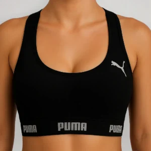 Sutiã esportivo Top Puma Academia Fitness Original com design nadador e alta sustentação. Confeccionado com materiais de alta qualidade, ideal para mulheres que praticam atividades físicas intensas. Proporciona conforto e durante os dias