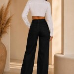 Calça Jeans Feminina Wide Leg Pantalona Cintura Alta
