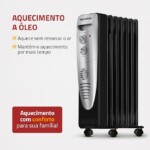 Aquecedor A Óleo Mondial Preto/prata 1500w A-06 Preto/cinza 220v