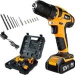 Furadeira Parafusadeira Sem Fio a Bateria TB-12e 12V 3/8 10mm com Maleta e Acessórios The Black Tools Amarelo/Preto 127/220V 60hz