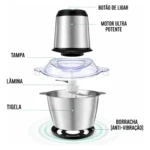 comprar processador triturador elétrico de alimentos inox 2 litros