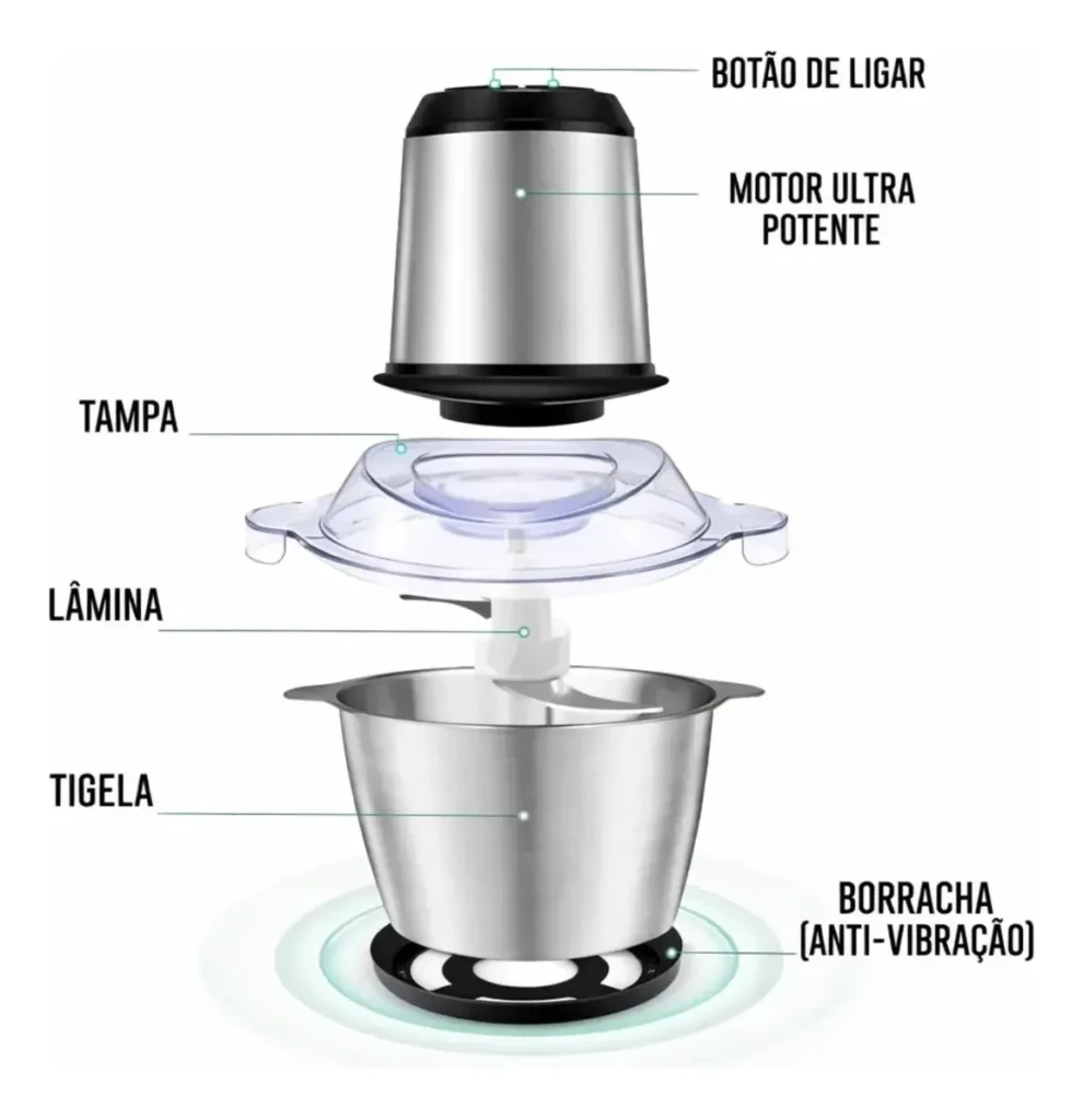 comprar processador triturador elétrico de alimentos inox 2 litros