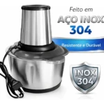 Processador Triturador Elétrico De Alimentos Inox 2 Litros