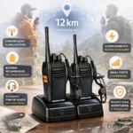 Kit Par 2 Rádio Baofeng 777s Walk Talk Comunicador 16 Canais Preto 127/220v