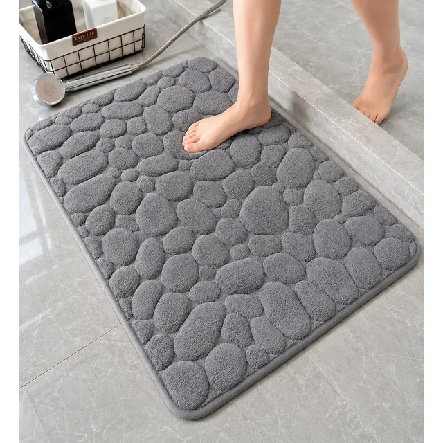comprar tapete banheiro antiderrapante macio absorvente 60×40 cinza