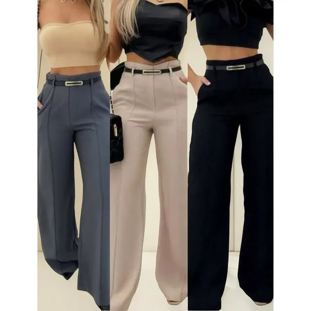 comprar kit 2 calças alfaiataria feminina cintura alta