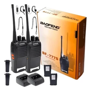 comprar kit par 2 rádio baofeng 777s walk talk comunicador 16 canais preto 127/220v
