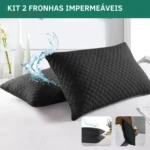 Kit 2 Capa Para Travesseiro Matelado Impermeável Fronha Antialérgica Toque Macio Silencioso Cor Cinza