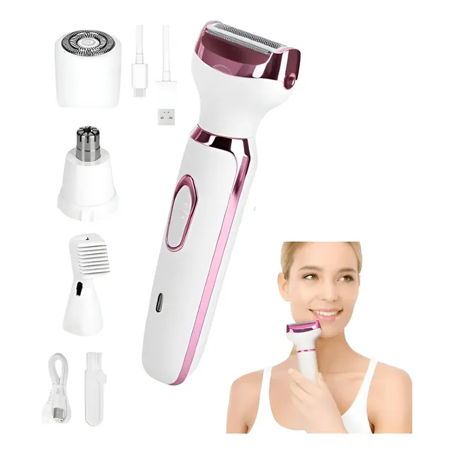 Maquina Depilador Elétrico Feminino 4 Em 1 Pelos Íntimos Branco 127/220v