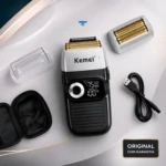 Barbeador Kemei Km-2026 Preto Sem Fio Com Tela Digital Aço Inoxidável